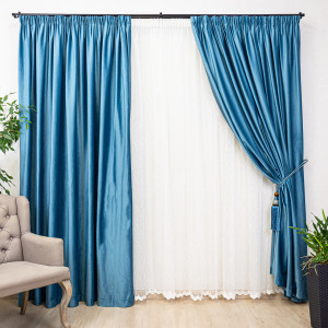 Set 2 draperii din catifea Hiko Comfy Ocean Blue, cu rejansa - Img 3