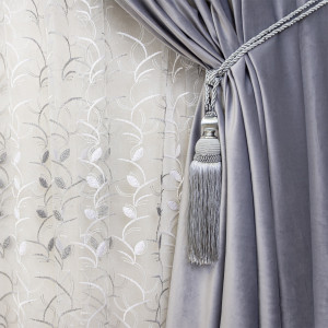 Set 2 draperii gri Hiko catifea Comfy Steel Grey, cu rejansa - Img 3