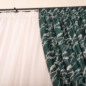 Set 2 draperii Hiko Chenille verde, dark, cu rejansa - Img 4