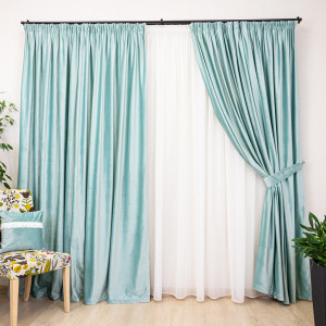 Set 2 draperii Hiko COMFY catifea ice blue, cu rejansa - Img 3