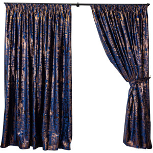 Set 2 draperii Hiko COMFY IMPERIAL catifea imprimata, albastru royal, cu rejansa - Img 2