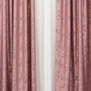 Set 2 draperii Hiko Imperial Garden roz, cu rejansa Premium, creion de 6,5cm - Img 3
