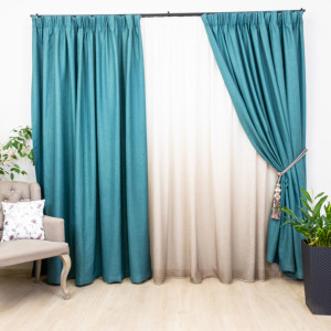Set 2 draperii opace, Hiko Deluxe Blackout 100% verde, cu rejansa Premium creion de 6,5cm