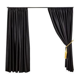 Set 2 draperii opace, ignifugate Hiko Hotel Lux Blackout negru, cu rejansa - Img 2