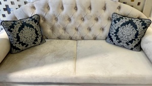 Set 2 perne decorative cu fata detasabila, Hiko, catifea si tafta neagra cu insertii bej 2x40x40cm - Img 2