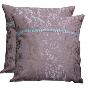Set 2 perne decorative cu fata detasabila, Hiko IMPERIAL SHADOW roz pudra 2x40x40cm - Img 2