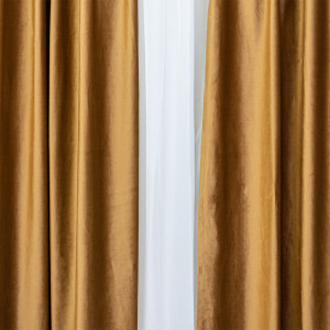 Set 3 piese Hiko, doua draperii COMFY catifea cognac si o perdea Ana voal, cu rejansa - Img 3