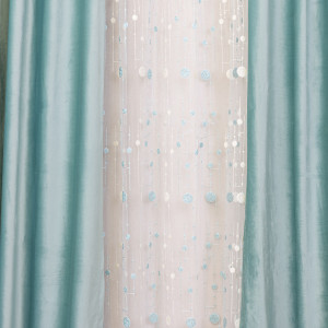 Set 3 piese Hiko ice blue, doua draperii Comfy catifea si o perdea Dots, cu rejansa - Img 3