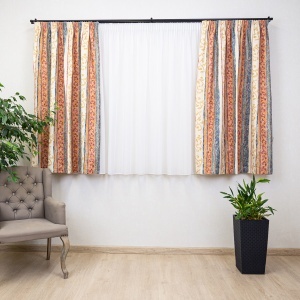 Set 5 piese draperii bumbac, scurte Hiko Nostalgie Garden cu doua bentite si o perdea Ana Soft, cu rejansa - Img 5