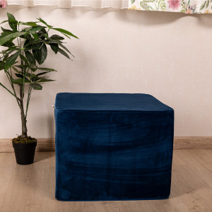 Taburet, otoman din catifea Hiko Comfy albastru royal (sau alta culoare LA ALEGERE) burete ferm 50x50cm cu inaltimea de 40cm - Img 4