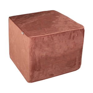 Taburet, otoman din catifea Hiko Comfy somon cu burete ferm 50x50cm cu inaltime 40cm - Img 2