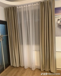 Draperie Hiko COMFY catifea bej, cu rejansa, 1 bucata - Img 6