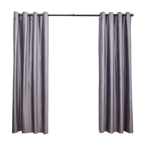 Draperie Hiko Comfy catifea gri movuliu, prindere pe inele alama, 1 bucată - Img 2