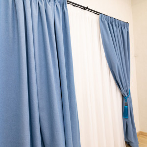 Draperie opaca, Hiko Deluxe Blackout 100%, albastru, cu rejansa, 1 bucata - Img 3