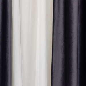 Set 2 draperii Hiko Comfy catifea gri antracit, cu rejansa - Img 3