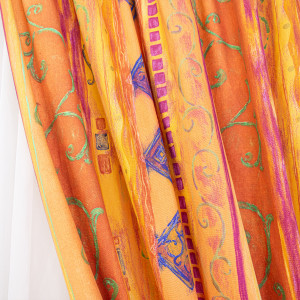 Set 2 draperii Hiko Nostalgie Garden Africa orange bumbac , cu rejansa Premium creion de 6,5cm - Img 4