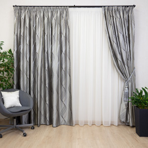 Set 2 draperii Hiko ROYAL SHAPE gri, cu rejansa - Img 1