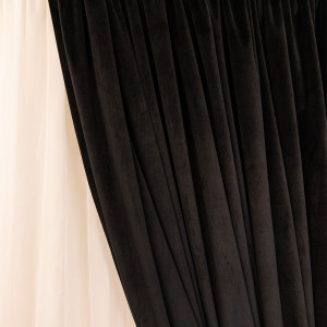 Set 2 draperii scurte cu doua benzi de prindere Hiko COMFY catifea neagra, cu rejansa - Img 4