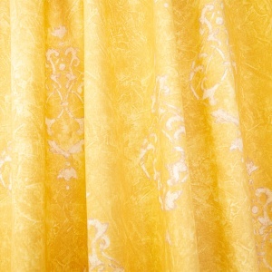 Set 2 draperii scurte din bumbac, Hiko Nostalgie Baroc Garden Galben, cu rejansa Premium creion de 6,5cm cu 2 benzi de prindere - Img 4