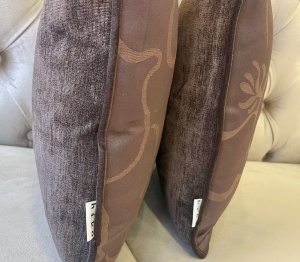 Set 2 perne decorative cu fata detasabila, Hiko Flower maro 2x40x40cm - Img 2