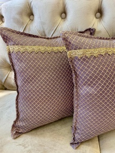 Set 2 perne decorative cu fata detasabila, Hiko Romb roz murdar 2x40x40cm - Img 3