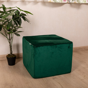 Taburet, otoman din catifea Hiko Comfy verde smarald, burete ferm 50x50cm cu inaltime 40cm - Img 4