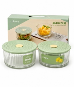 SET 2 CASEROLE STICLA CAPAC PLASTIC CU ETANS 700ML OL-WCC7 614-1 (21/BAX)