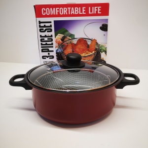 CRATITA ALUMINIU 24CM CU MANER, CAPAC SI COS PRAJIT