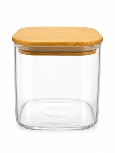 RECIPIENT STICLA CU CAPAC LEMN 800ML 1010 614-11 (100/BAX)