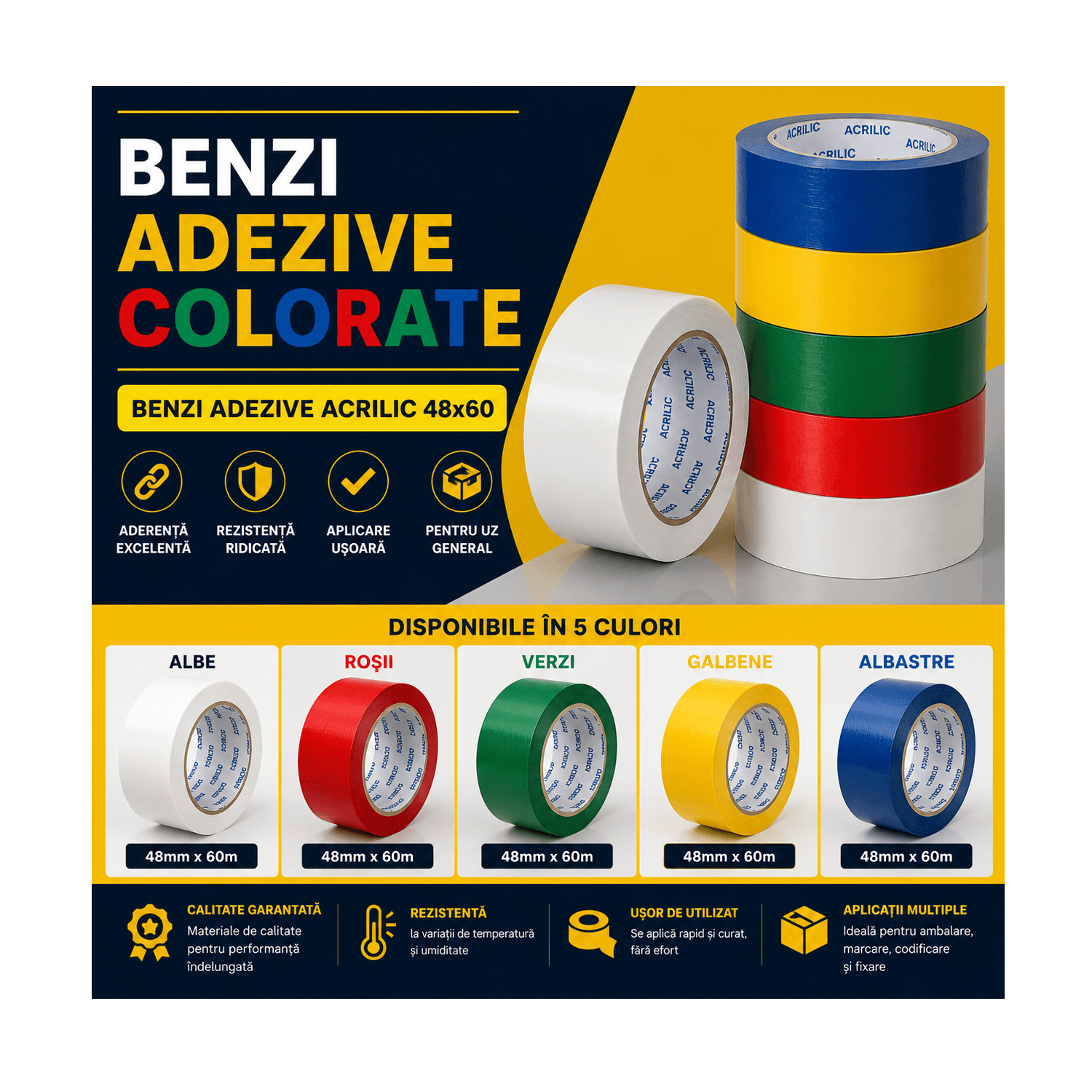 Benzi adezive colorate