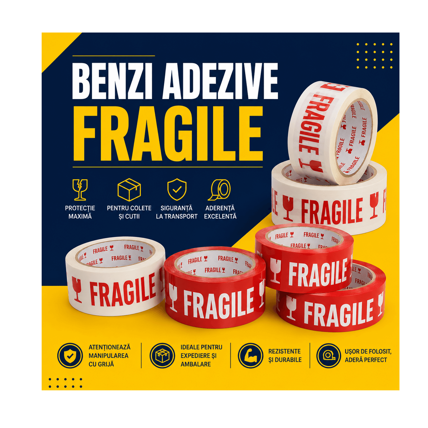 Benzi adezive fragile