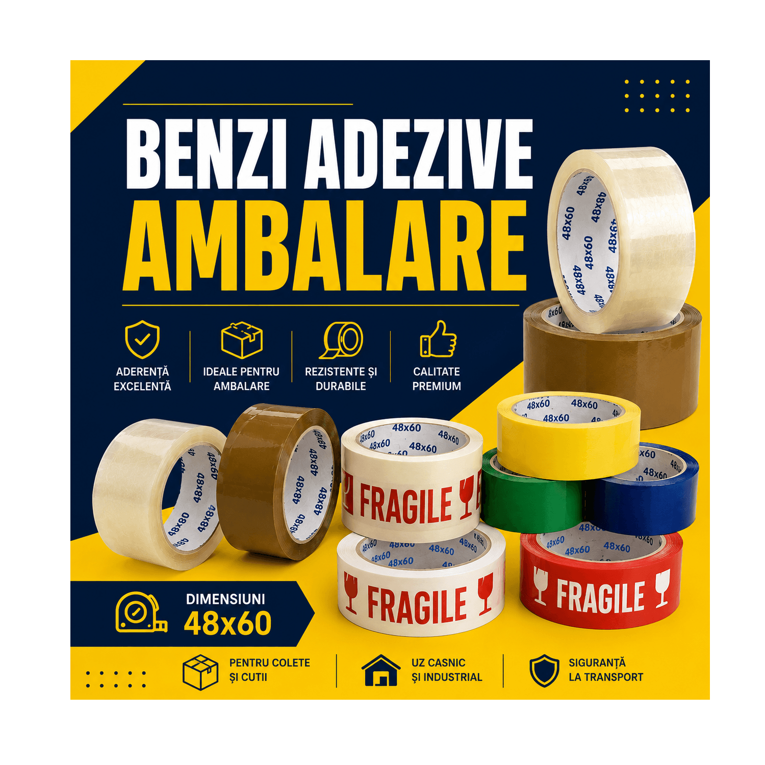 Benzi adezive pentru ambalare