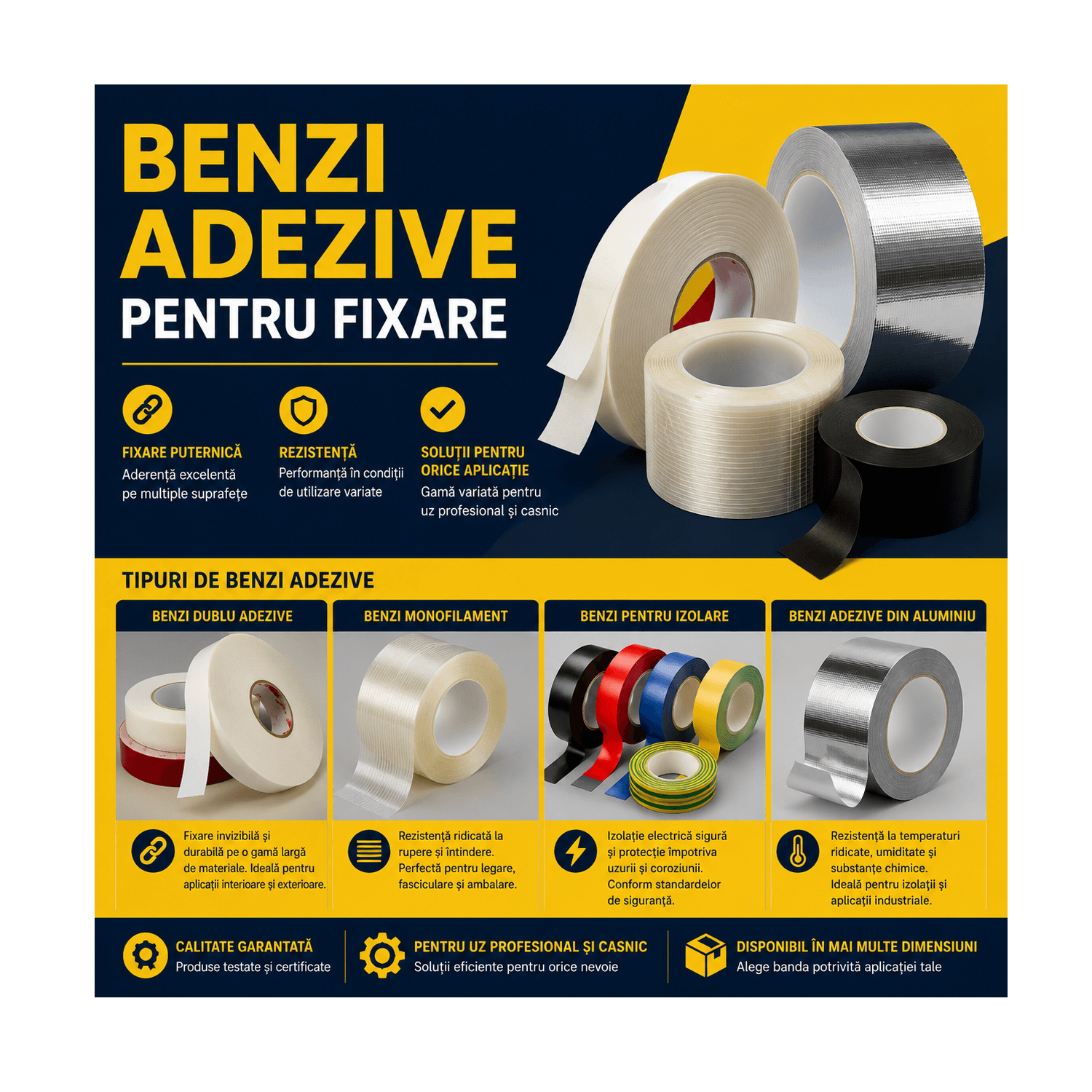 Benzi adezive pentru fixare