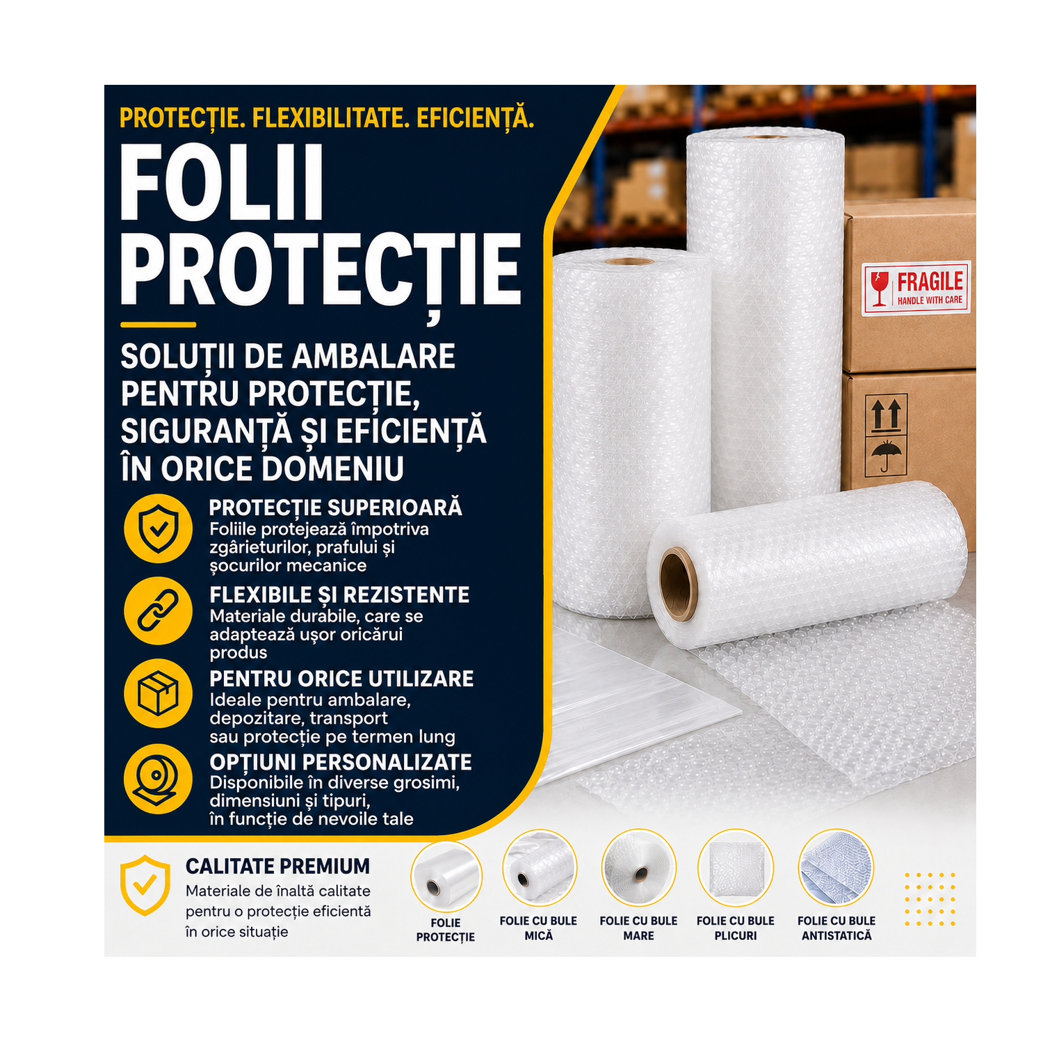 Folii cu bule pentru produse fragile