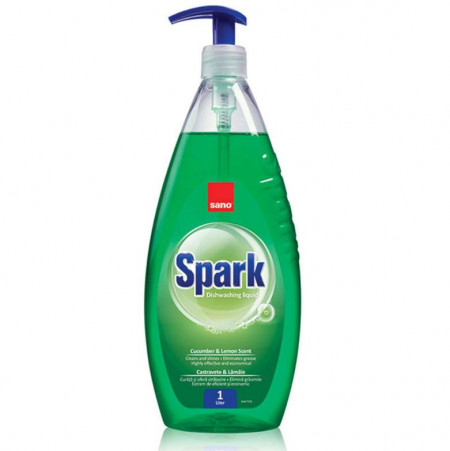 Detergent de vase lichid SANO Spark,Castravete si lamaie 1 L - Img 1