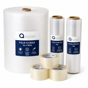 Pachet Promotional 1 x Folie cu Bule, 2 x Folie Stretch 1 kg si 3 x Banda Adeziva Transparenta - Img 2