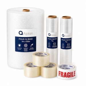 Pachet Promotional 1 x Folie cu Bule, 2 x Folie Stretch 1 kg, 3 x Banda Adeziva Transparenta si 1 x Banda Adeziva Fragile - Img 2