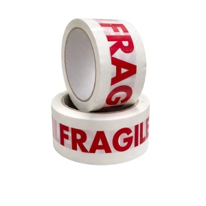 Banda Adeziva FRAGILE 48mm x 60m Hot-Melt Alba – Sigilare Colete Fragile, Lipire Puternica pentru Ambalare si Transport
