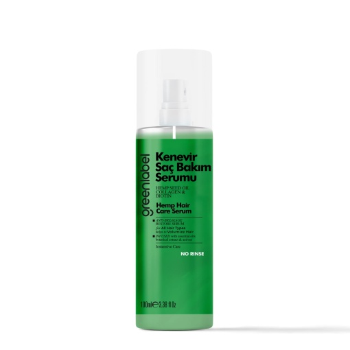 Ser pentru par Greenlabel – Ulei de Semințe de Cânepă, Keratină Hidrolizată & Colagen | 100 ml de Hidratare și Regenerare Intensivă