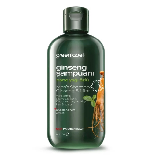 Șampon Profesional Greenlabel cu extract de ginseng și mentă 400ML.