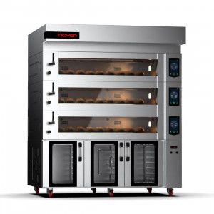 Cuptor electric pentru panificatie Koza cu 3 camere si dospitor, 6 tavi 600x400mm, compact