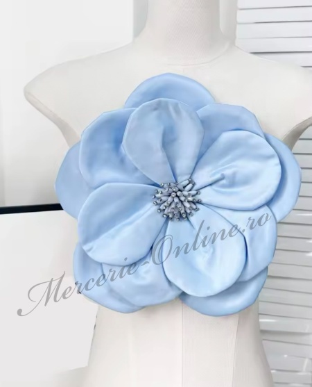 Aplicatie Floare 3D din Tafta, 29cm, Blue (la bucata) Cod:3487