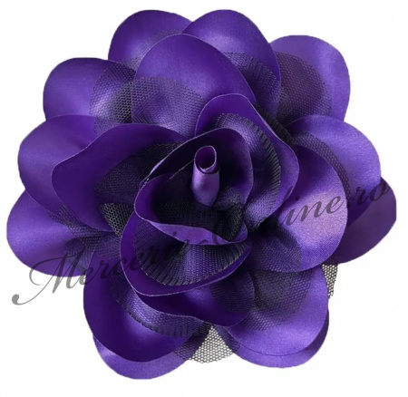 Aplicatie floare 3D Satin cu Tull, cca 14cm, (la bucata) Cod:3137