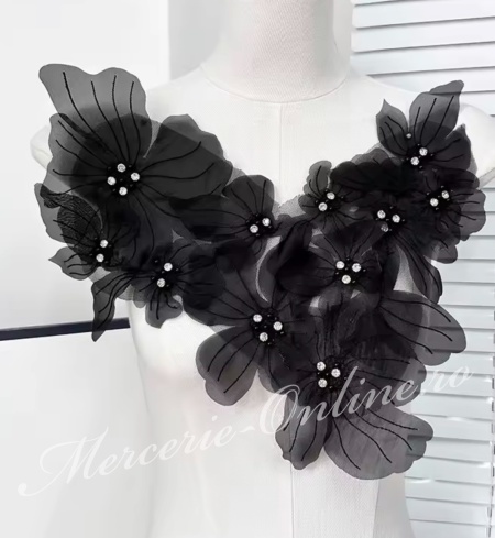 Aplicatie Organza Flori 3D, cca 36x40cm, (la bucata) Cod:3462 - Img 2