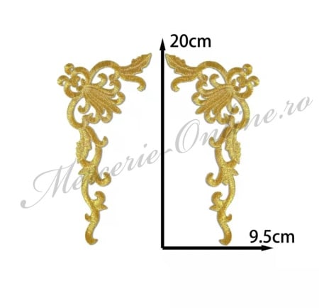 Aplicatie termoadeziva lurex, cca 20x9.5cm, (la pereche) Cod:3633