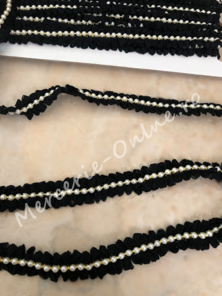Banda pasmanterie cu perle, cca 2cm (la metru) Cod:0541