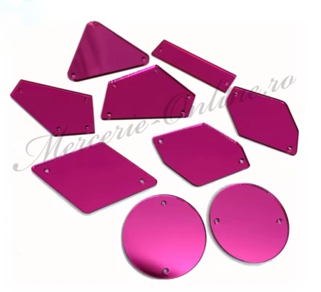 Cristale de cusut acril tip oglinda, Fucsia (30bucati/pachet) Cod:3545
