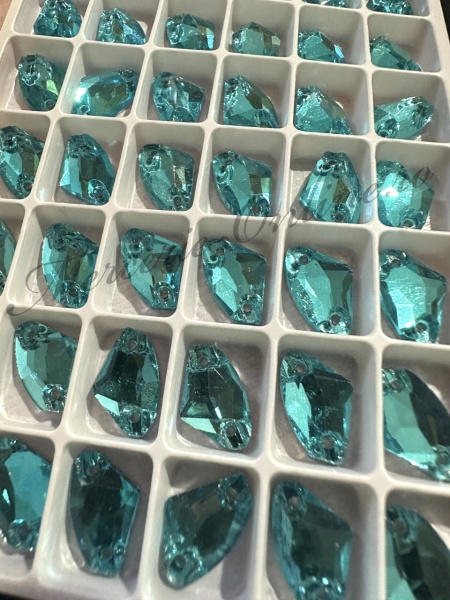 Cristale de cusut sticla, Aquamarine, 9x14mm (6bucati/pachet) Cod:3412