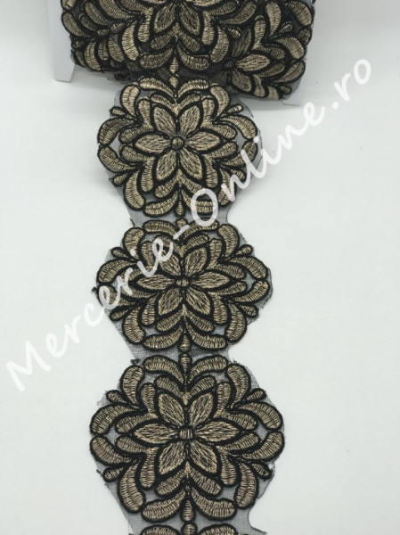 Dantela Brodata cu Lurex, cca 8cm (la metru) Cod:0680