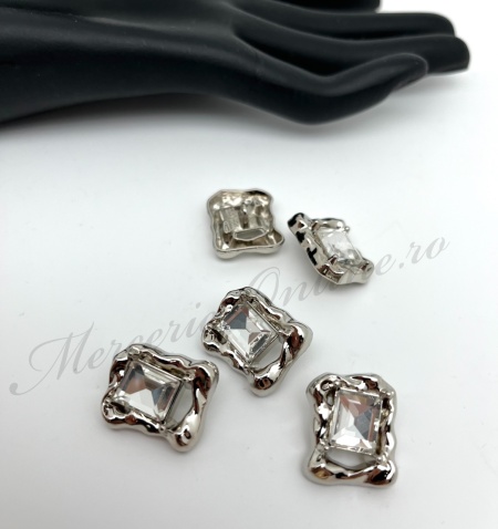 Nasturi Metalici cu Strasuri, 20x17mm, (5bucati/set) Cod:3672 - Img 2